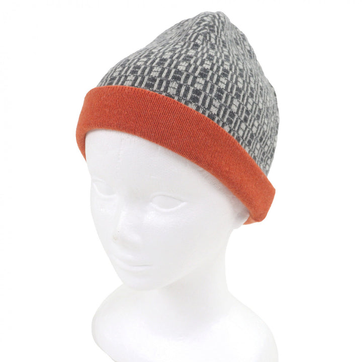 Great HERMES Knit cap Margiela-era H logo all-over beanie gray mens