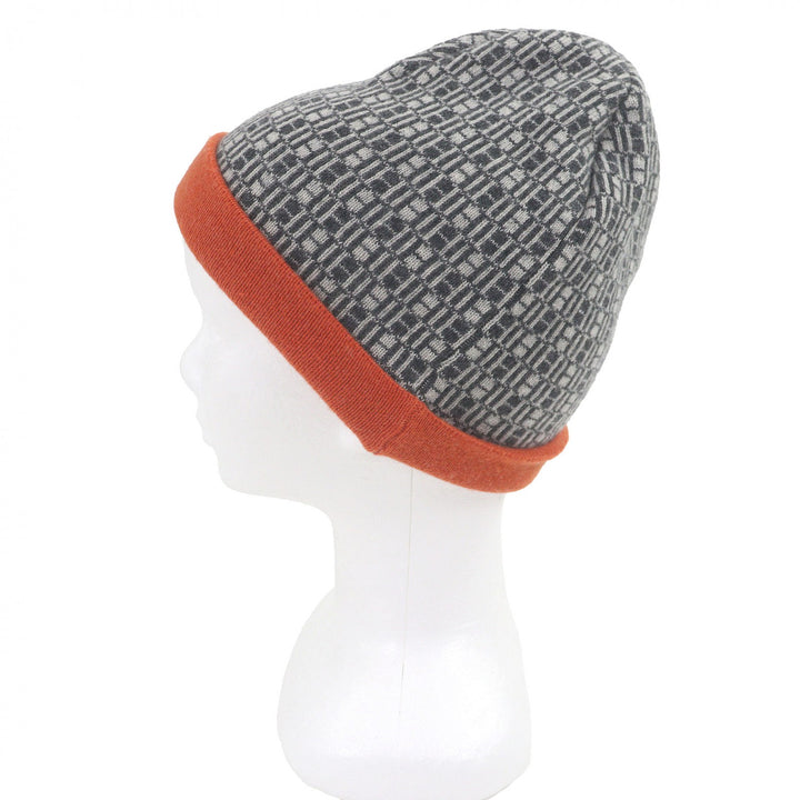 Great HERMES Knit cap Margiela-era H logo all-over beanie gray mens