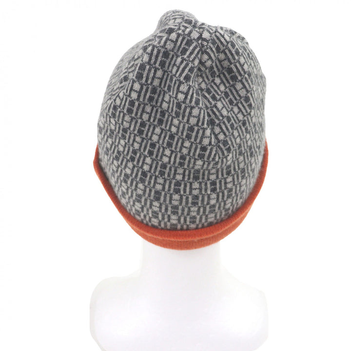 Great HERMES Knit cap Margiela-era H logo all-over beanie gray mens