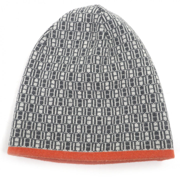 Great HERMES Knit cap Margiela-era H logo all-over beanie gray mens