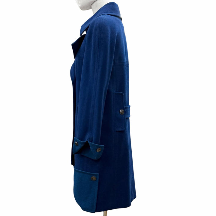 Excellent CHANEL coat blue wool Women 36 P46965