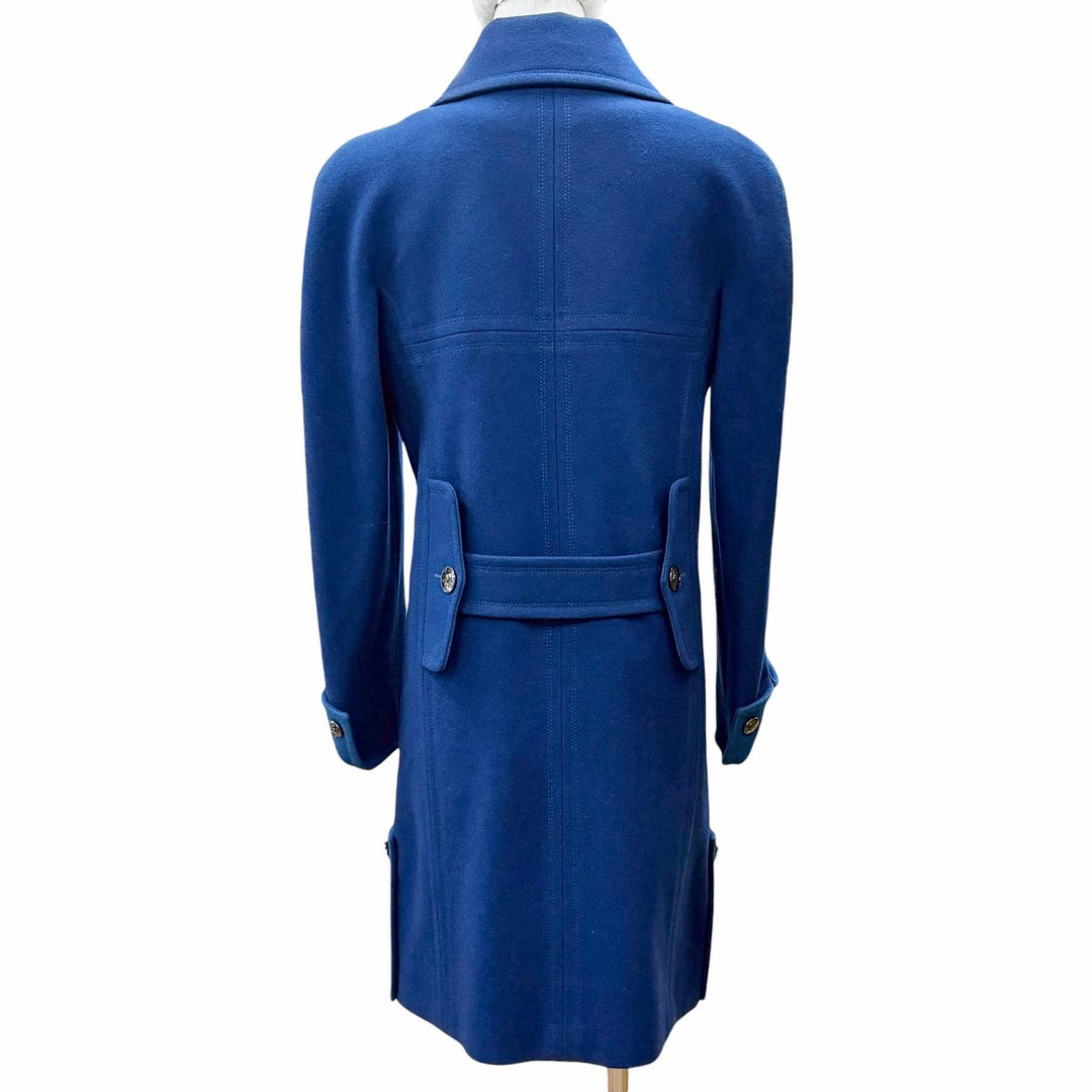 Excellent CHANEL coat blue wool Women 36 P46965