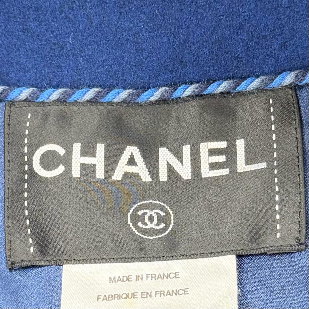 Excellent CHANEL coat blue wool Women 36 P46965