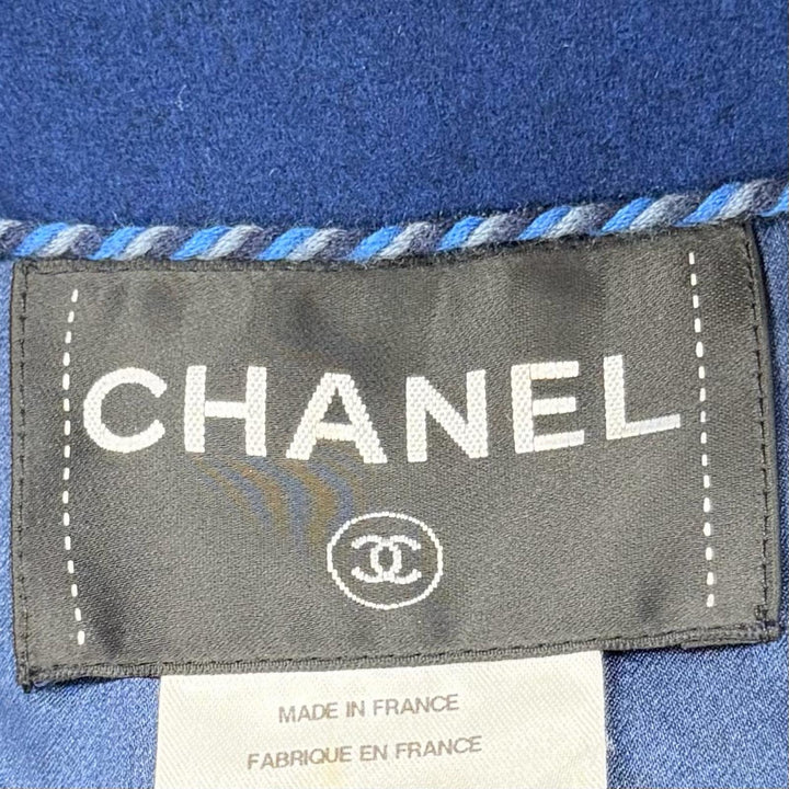 Excellent CHANEL coat blue wool Women 36 P46965