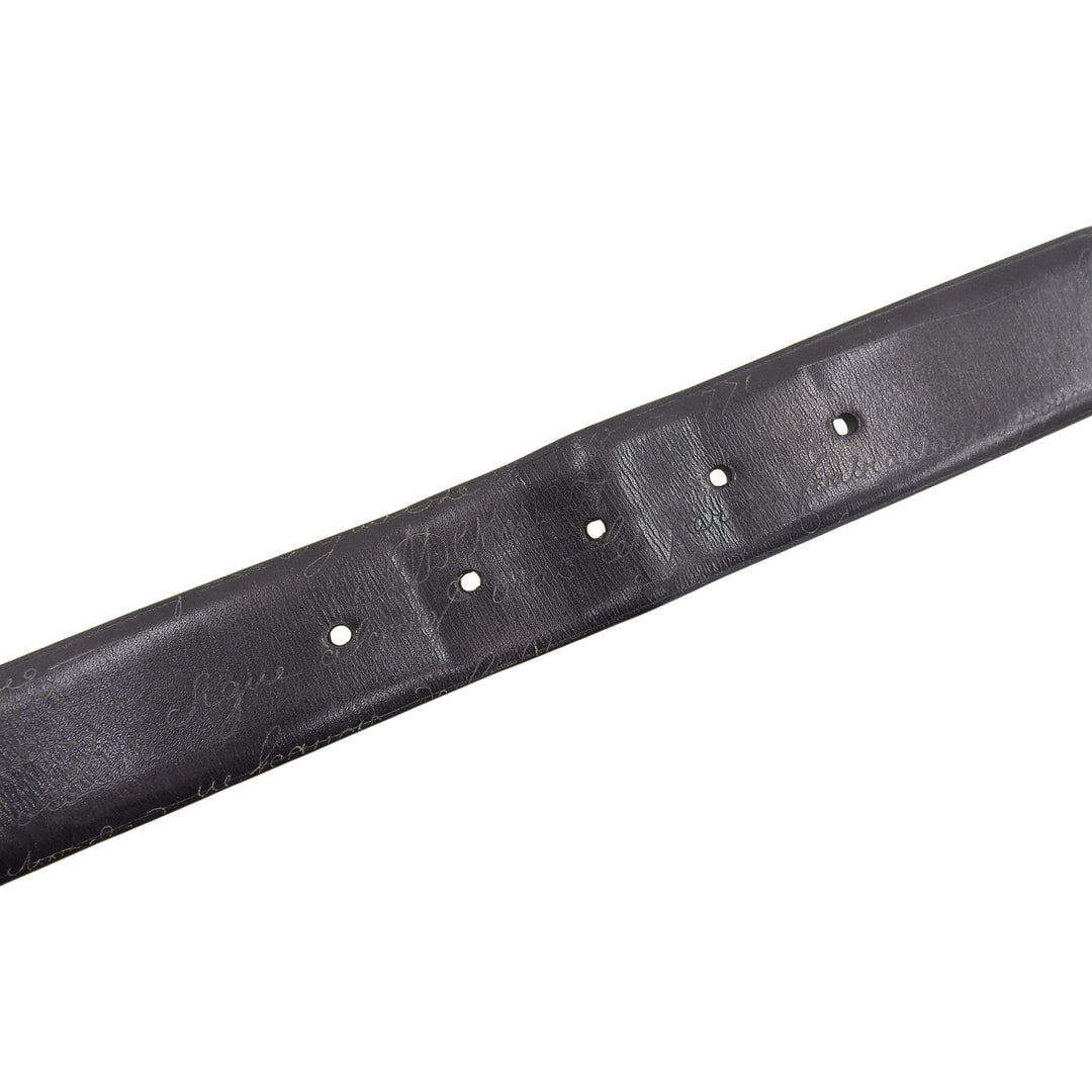 Very Good BERLUTI belt Pin buckle calligraphy black Patine leather mens