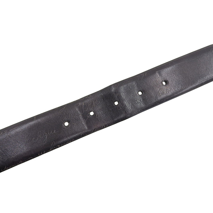 Very Good BERLUTI belt Pin buckle calligraphy black Patine leather mens