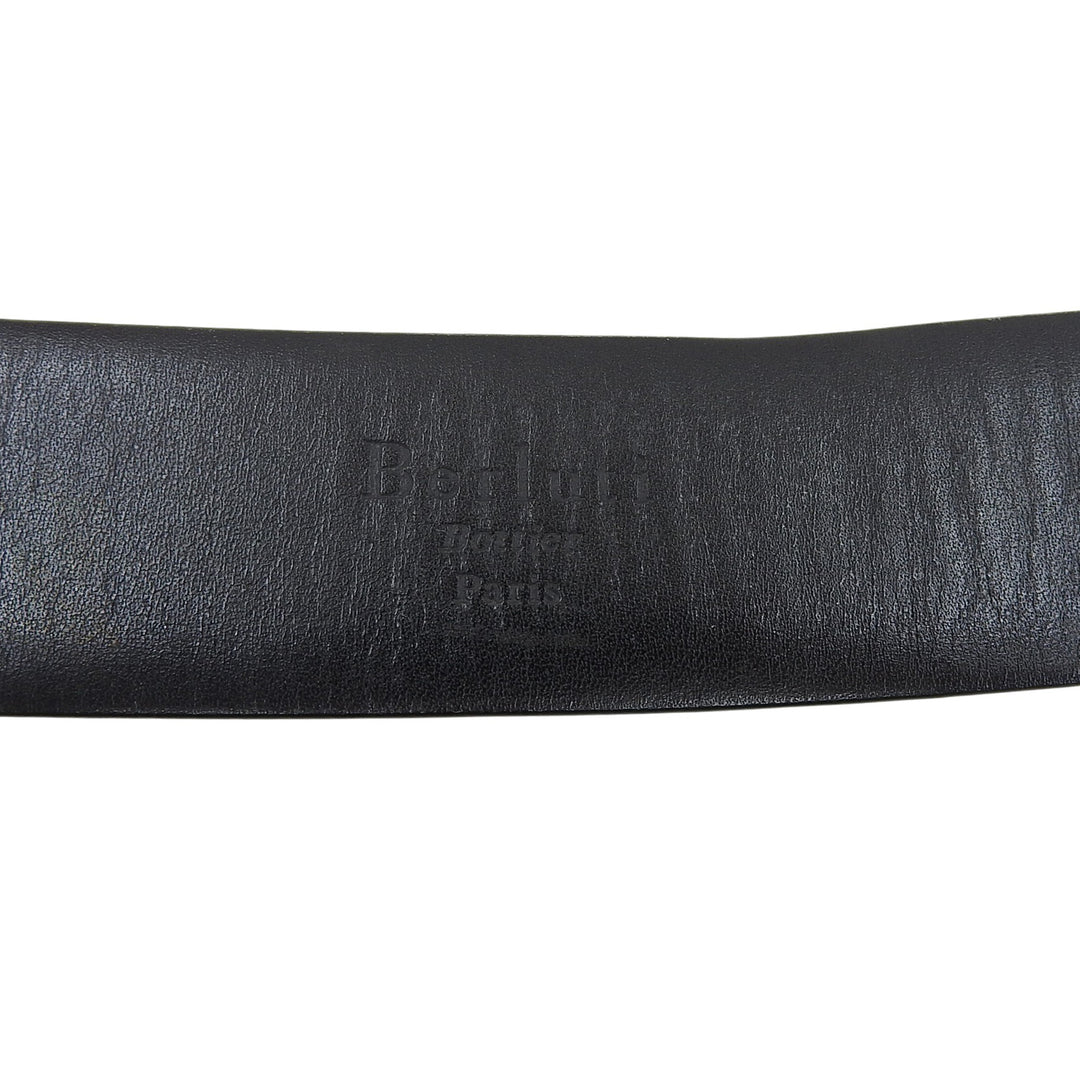 Very Good BERLUTI belt Pin buckle calligraphy black Patine leather mens