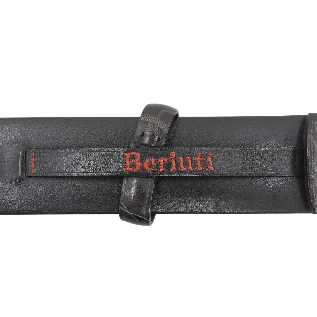 Very Good BERLUTI belt Pin buckle calligraphy black Patine leather mens