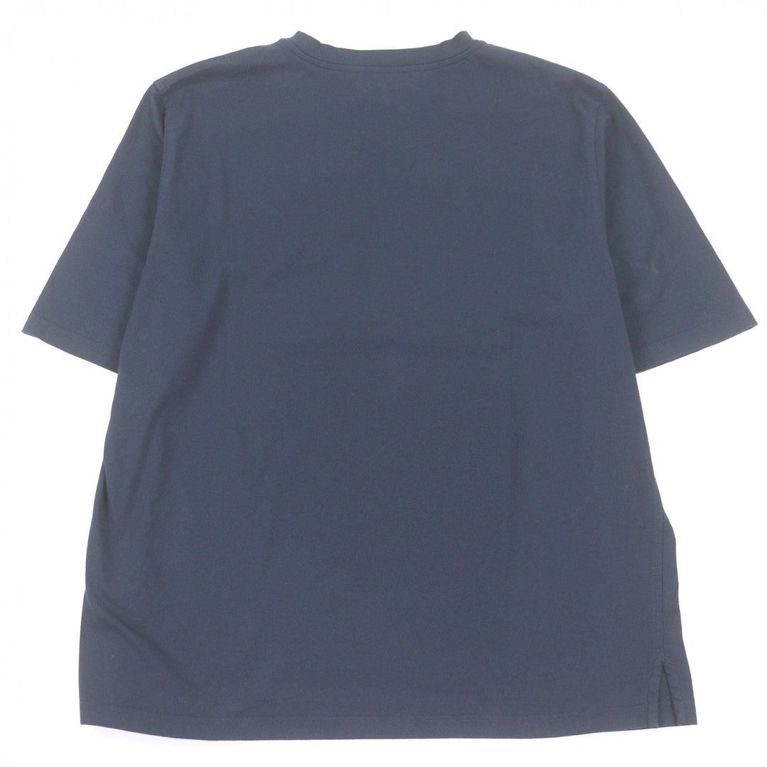 Great HERMES Short sleeve T-shirt Lamb Leather Horse Patch Navy cotton