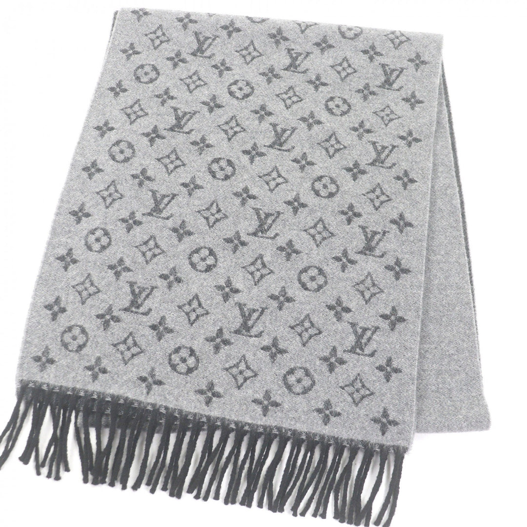 Excellent LOUIS VUITTON Scarf Monogram Gradient gray cashmere