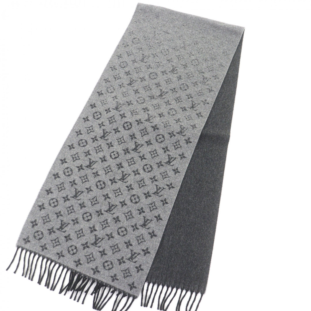 Excellent LOUIS VUITTON Scarf Monogram Gradient gray cashmere