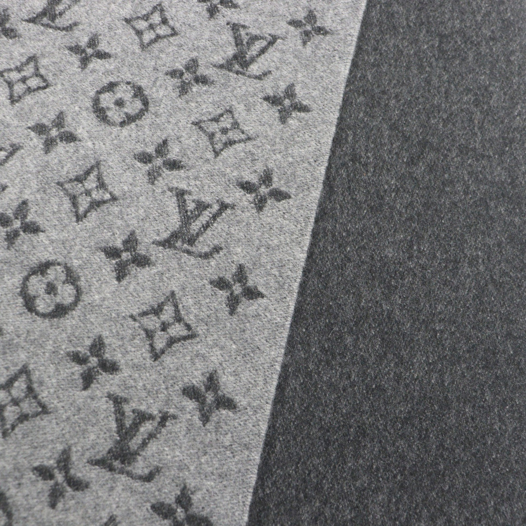 Excellent LOUIS VUITTON Scarf Monogram Gradient gray cashmere