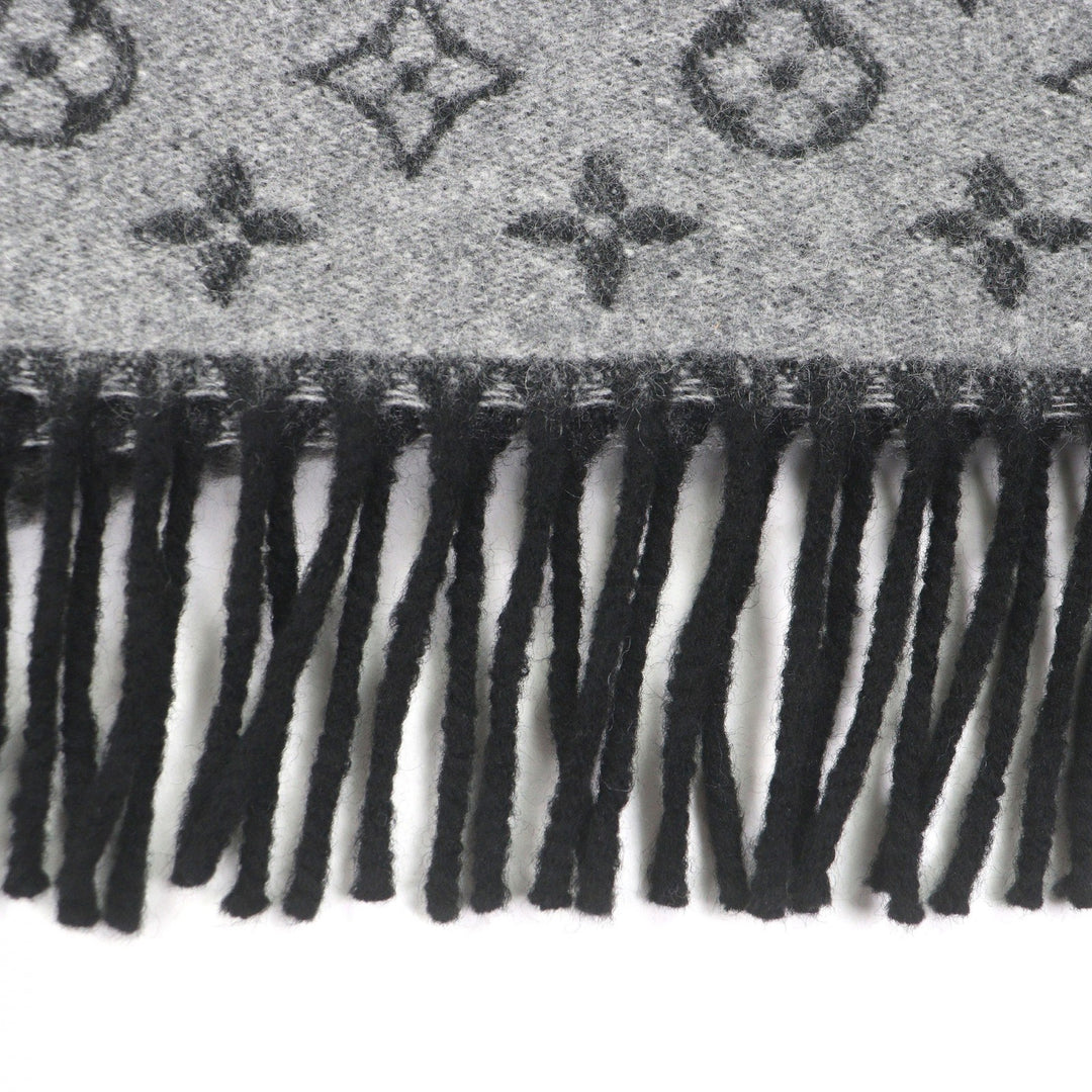 Excellent LOUIS VUITTON Scarf Monogram Gradient gray cashmere