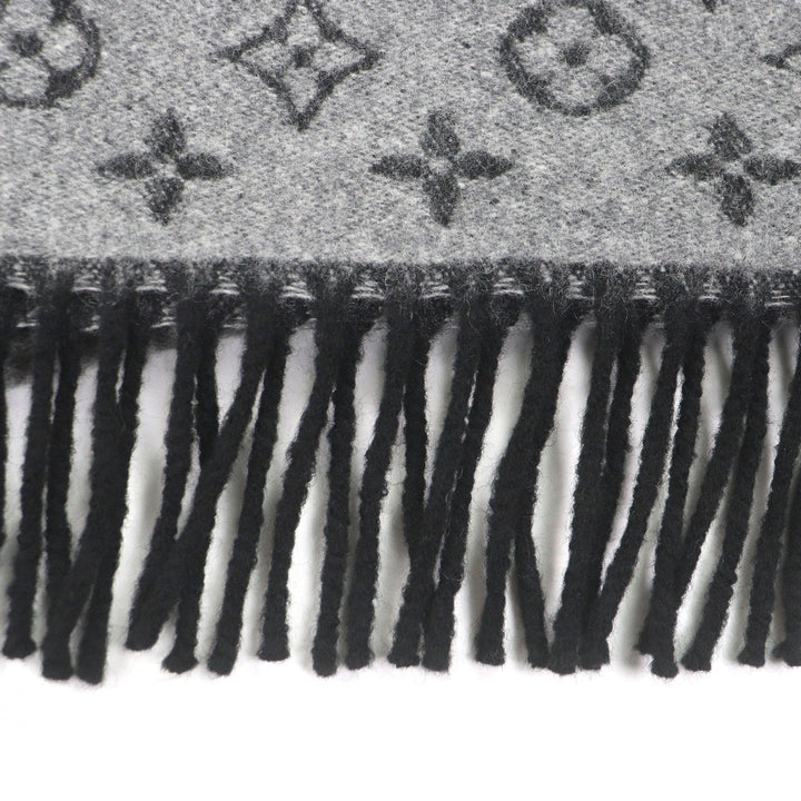 Excellent LOUIS VUITTON Scarf Monogram Gradient gray cashmere