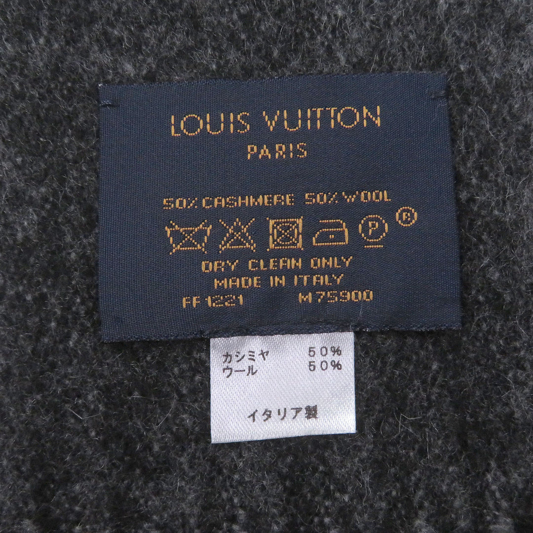 Excellent LOUIS VUITTON Scarf Monogram Gradient gray cashmere