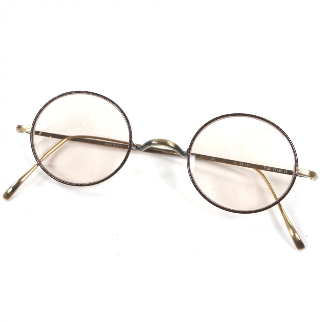 Excellent 金子眼鏡 sunglasses round Brown titanium mens KV-32 BRL