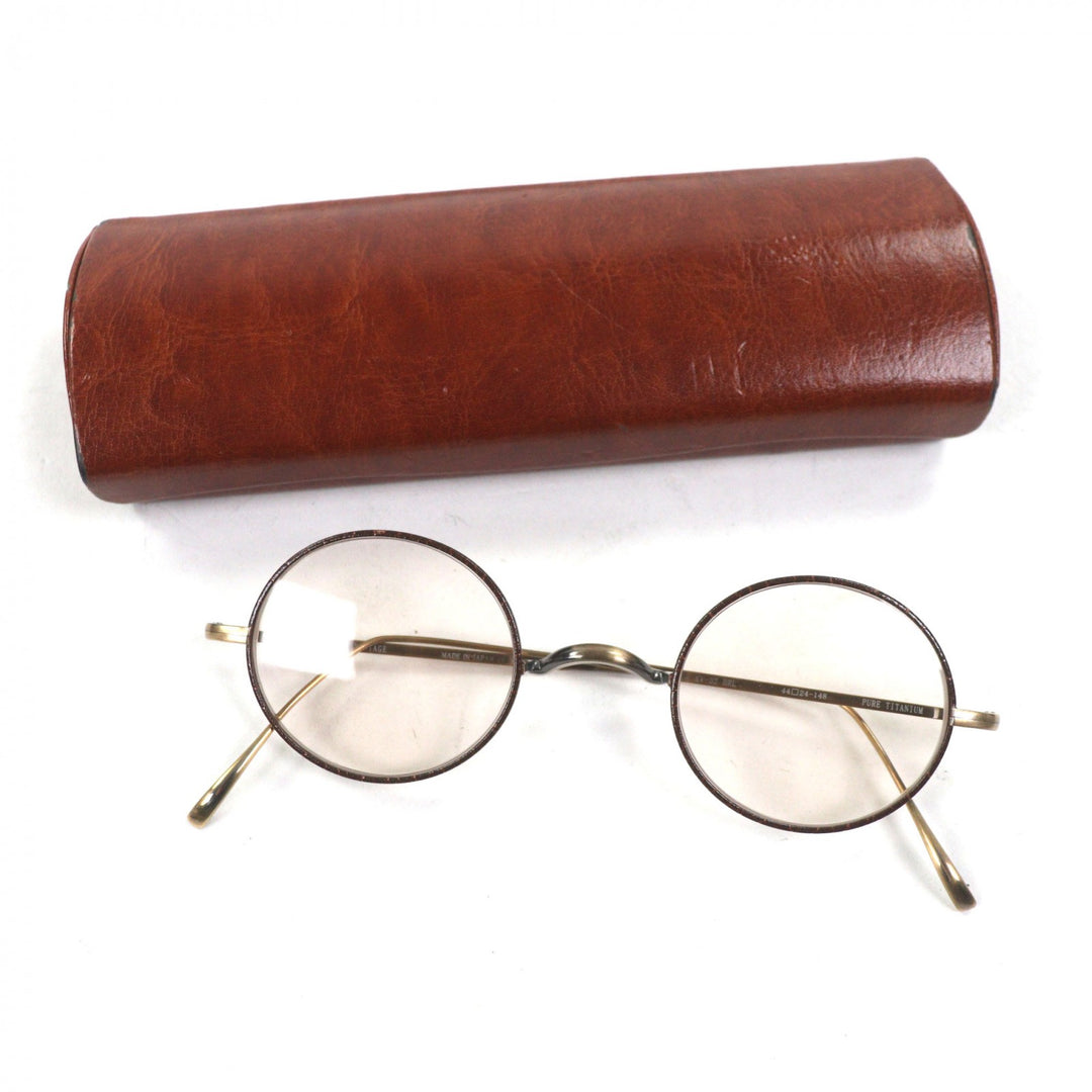 Excellent 金子眼鏡 sunglasses round Brown titanium mens KV-32 BRL
