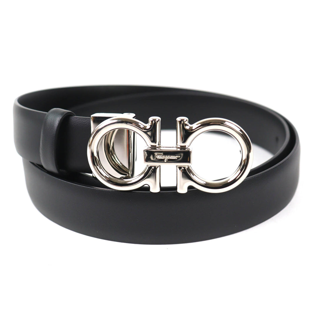 Excellent Salvatore Ferragamo belt Gancini buckle leather black CS-23B559