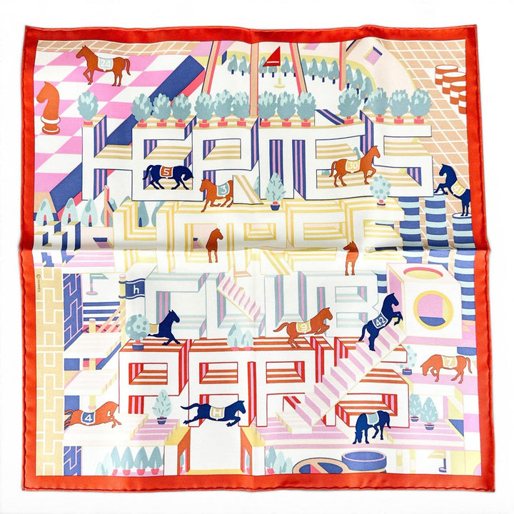 Pristine HERMES scarf Gavroche Hermès Horse Club Detail Multi silk Women