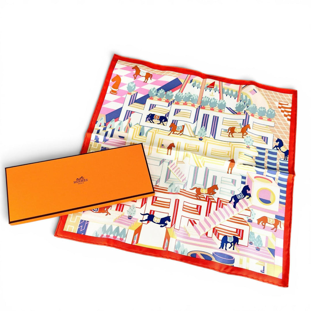 Pristine HERMES scarf Gavroche Hermès Horse Club Detail Multi silk Women