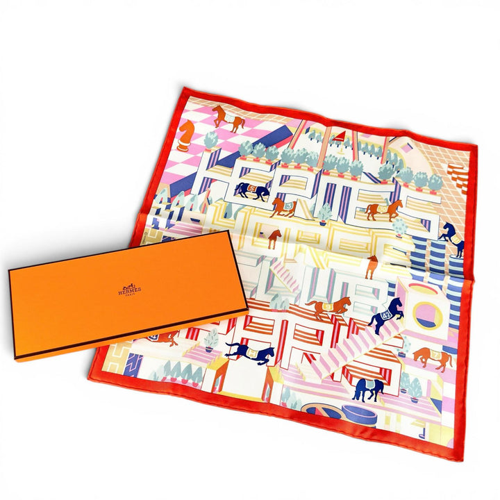 Pristine HERMES scarf Gavroche Hermès Horse Club Detail Multi silk Women