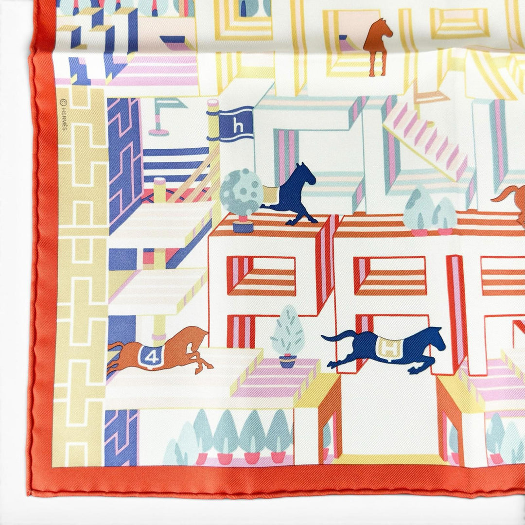 Pristine HERMES scarf Gavroche Hermès Horse Club Detail Multi silk Women