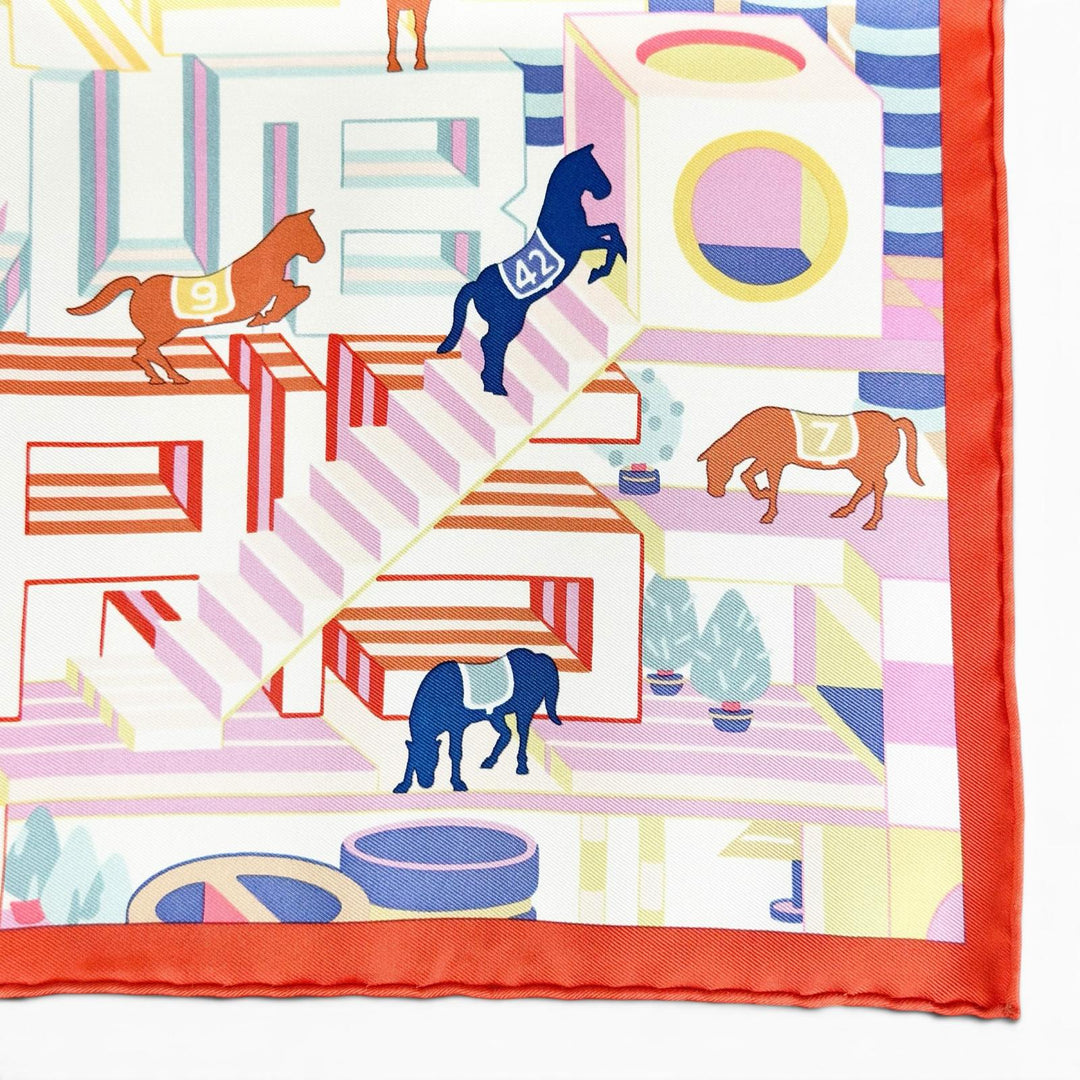 Pristine HERMES scarf Gavroche Hermès Horse Club Detail Multi silk Women