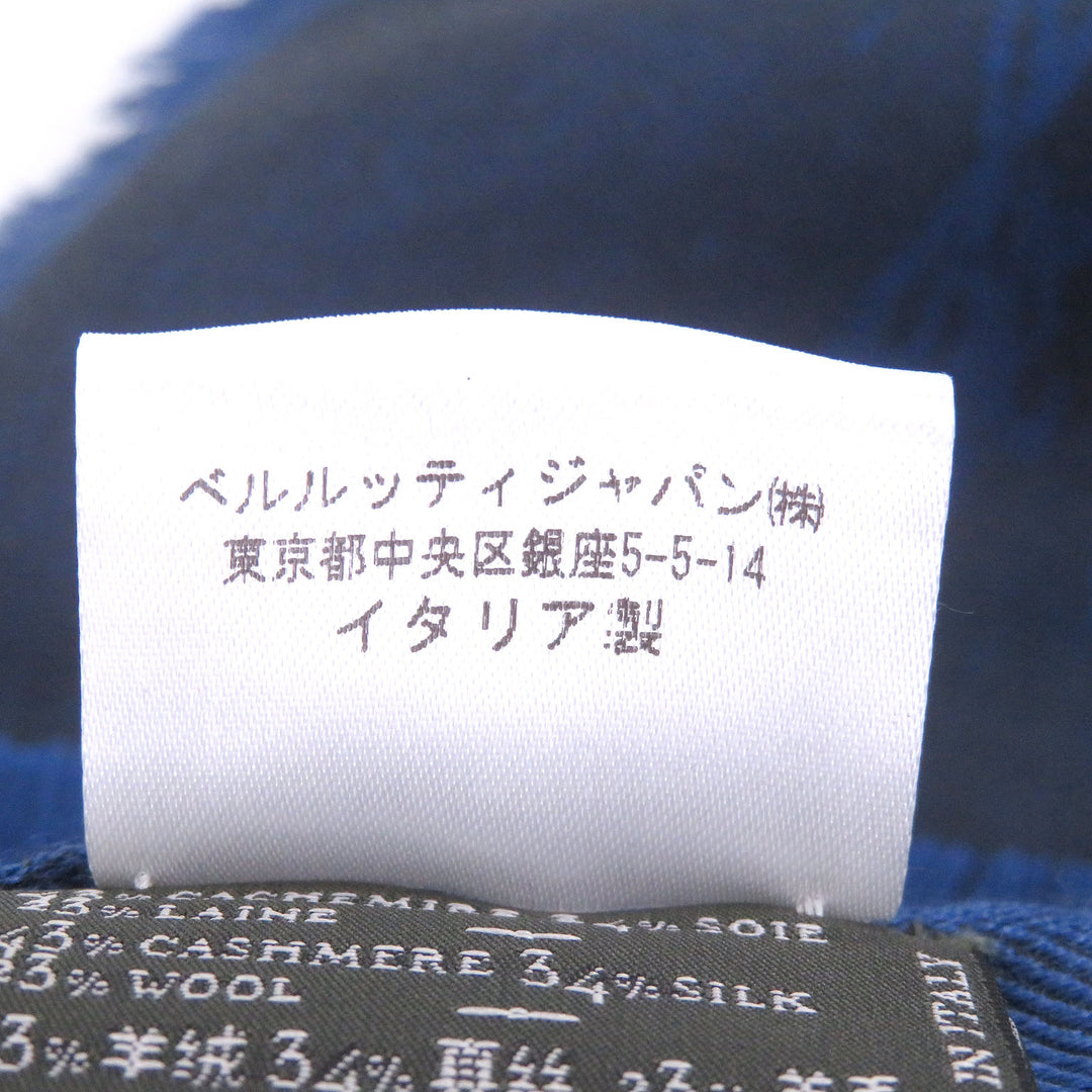 Excellent Berluti Stall Calligraphy Fringe Large Shawl blue cashmere
