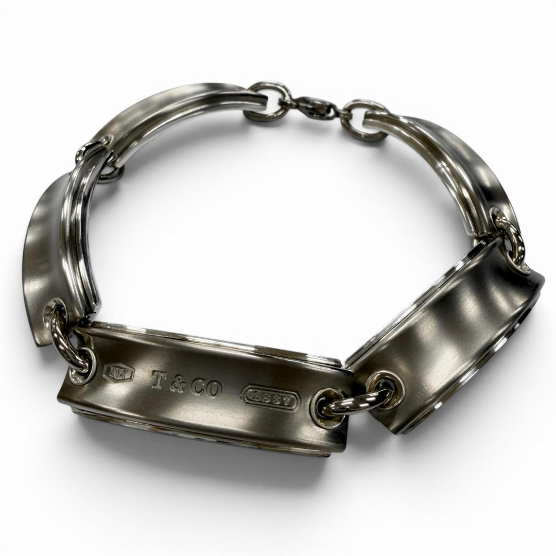 Great TIFFANY&Co. bracelet Plate Link 1837 Silver 925 mens