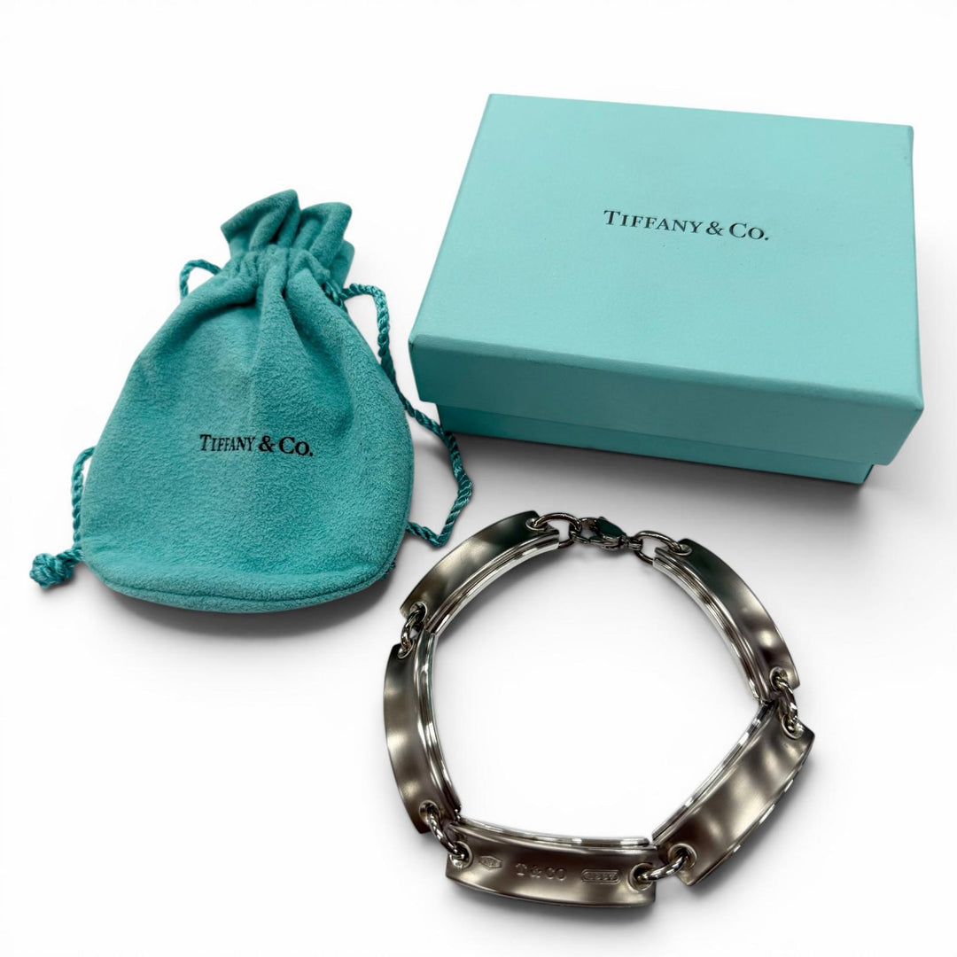 Great TIFFANY&Co. bracelet Plate Link 1837 Silver 925 mens