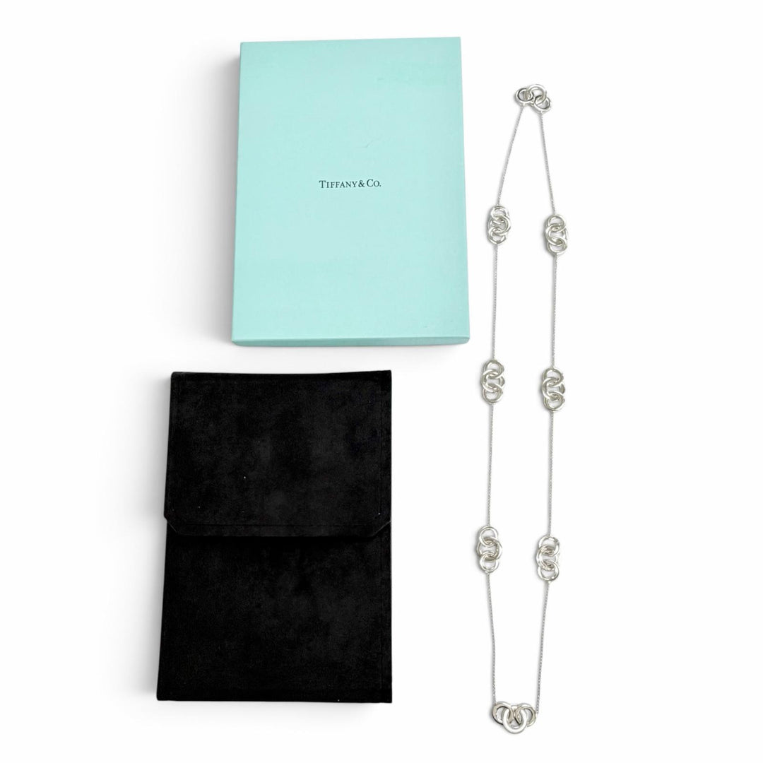 Great TIFFANY&Co. Necklace 1837 Interlocking Circle long Silver 925 Women