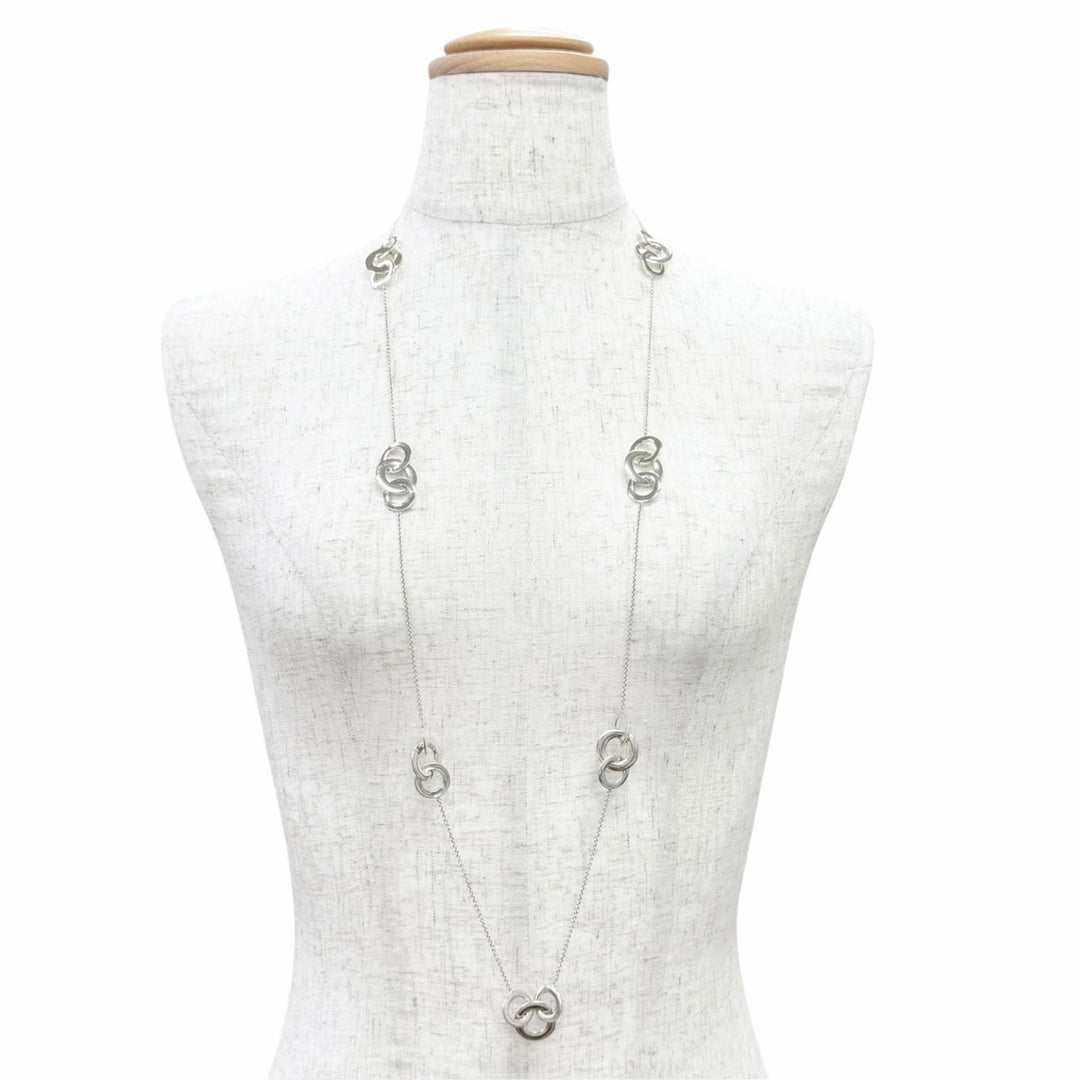 Great TIFFANY&Co. Necklace 1837 Interlocking Circle long Silver 925 Women