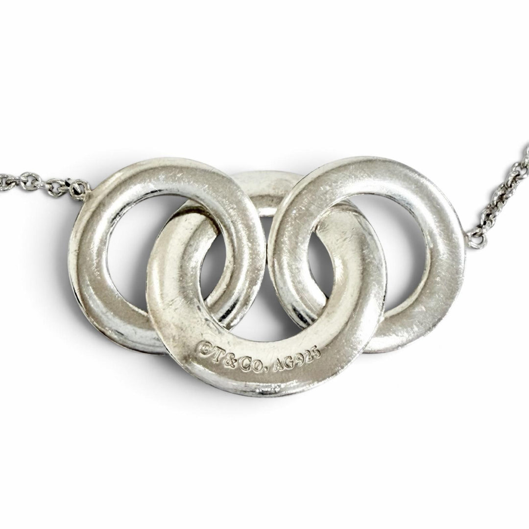 Great TIFFANY&Co. Necklace 1837 Interlocking Circle long Silver 925 Women