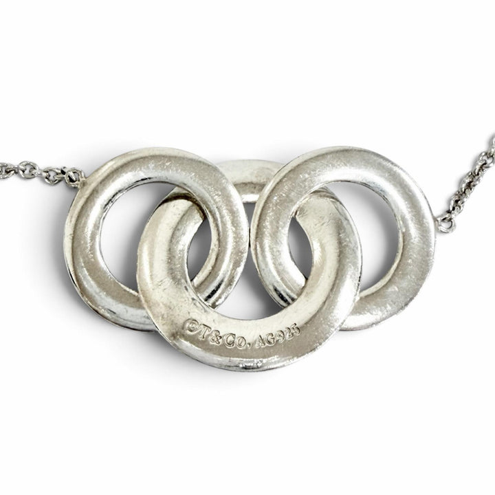 Great TIFFANY&Co. Necklace 1837 Interlocking Circle long Silver 925 Women