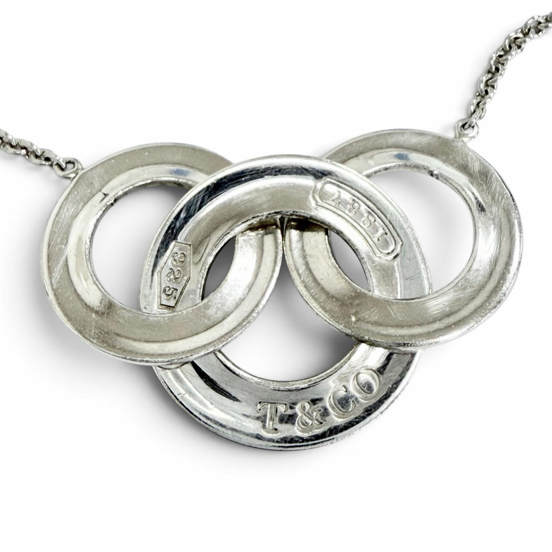 Great TIFFANY&Co. Necklace 1837 Interlocking Circle long Silver 925 Women