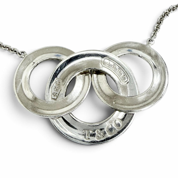 Great TIFFANY&Co. Necklace 1837 Interlocking Circle long Silver 925 Women