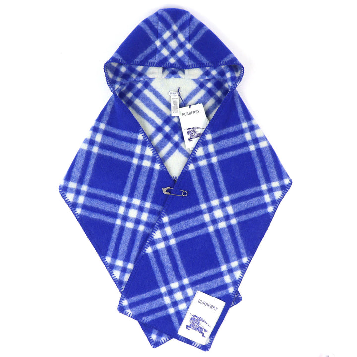 Pristine BURBERRY Scarf Checked hooded scarf Includes a horse-shaped pin. blue