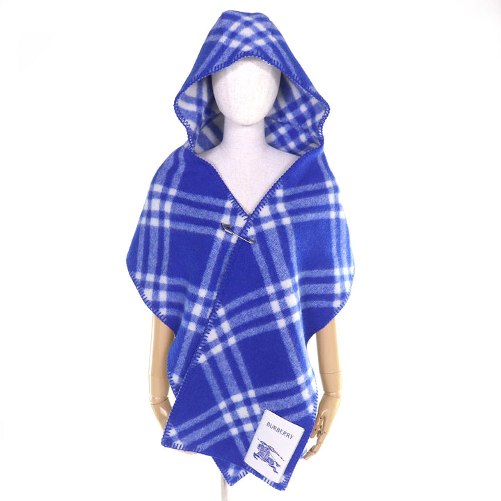 Pristine BURBERRY Scarf Checked hooded scarf Includes a horse-shaped pin. blue