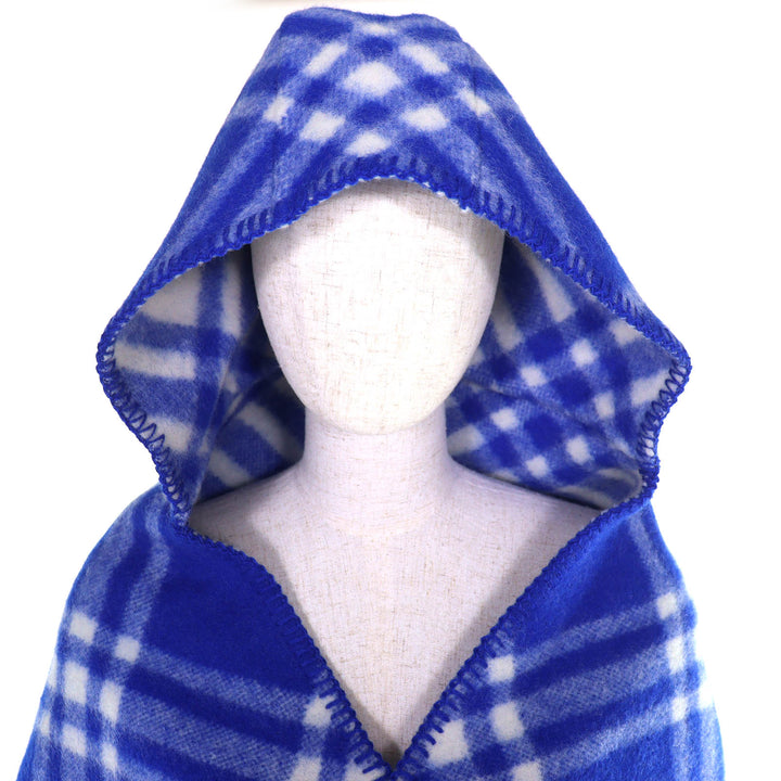 Pristine BURBERRY Scarf Checked hooded scarf Includes a horse-shaped pin. blue