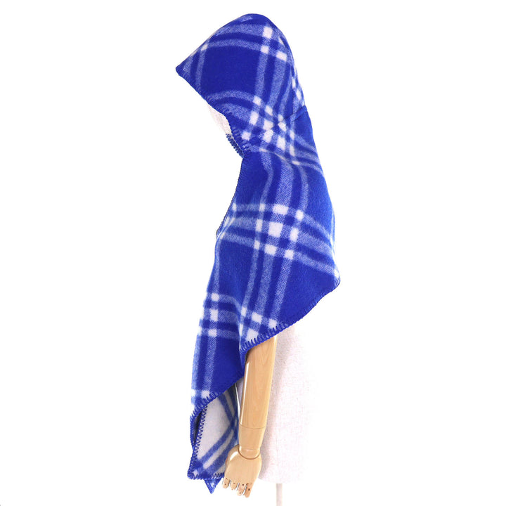 Pristine BURBERRY Scarf Checked hooded scarf Includes a horse-shaped pin. blue