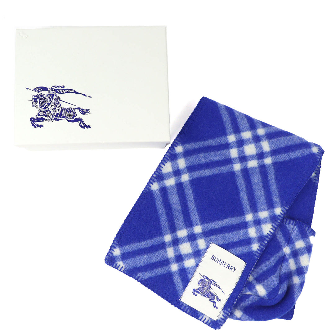 Pristine BURBERRY Scarf Checked hooded scarf Includes a horse-shaped pin. blue