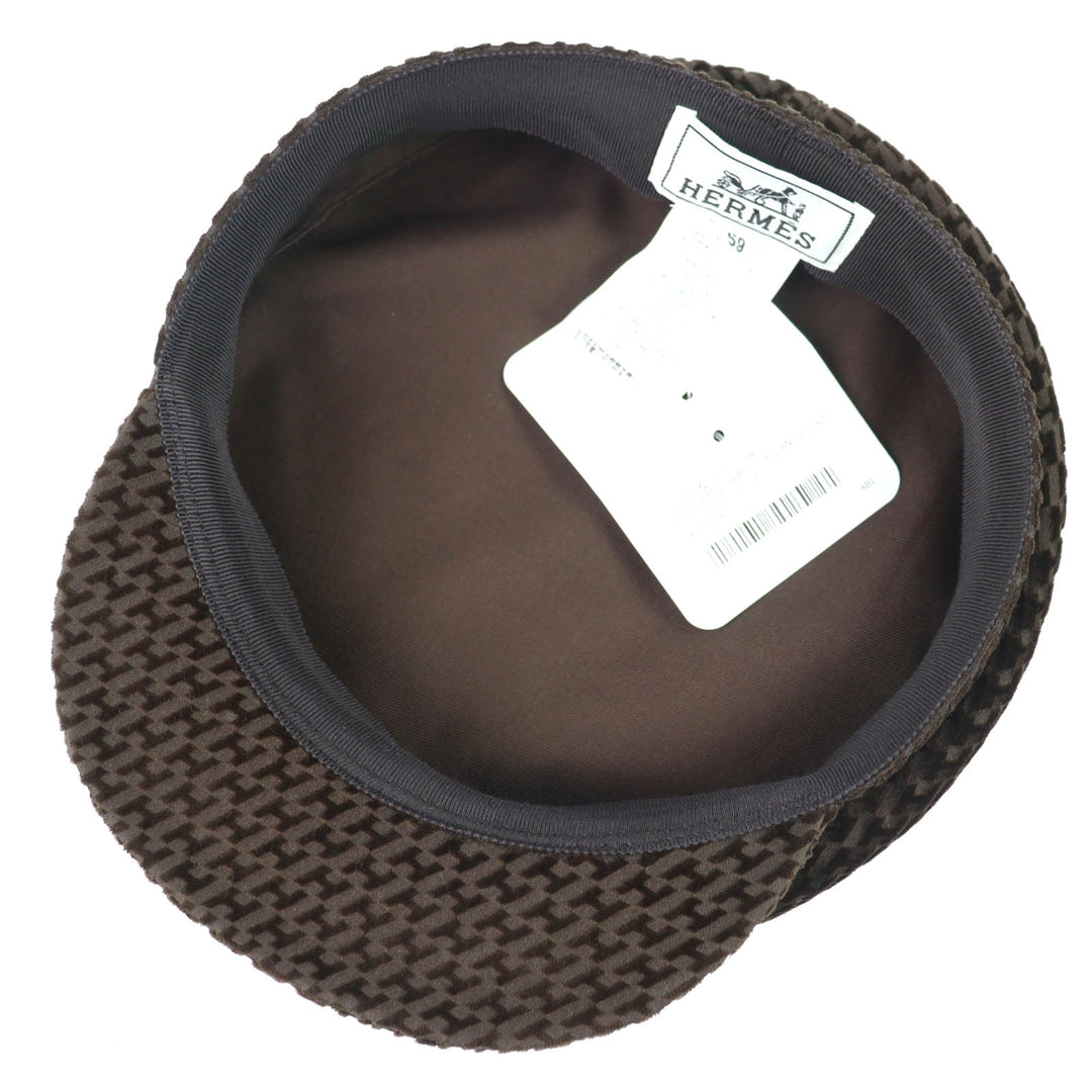 Pristine HERMES Casquette Vauban Velvet Casquette Bias H Serie Button H242017N
