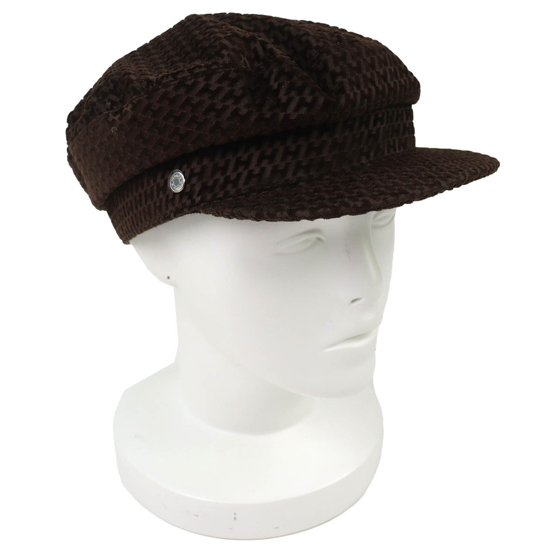 Pristine HERMES Casquette Vauban Velvet Casquette Bias H Serie Button H242017N