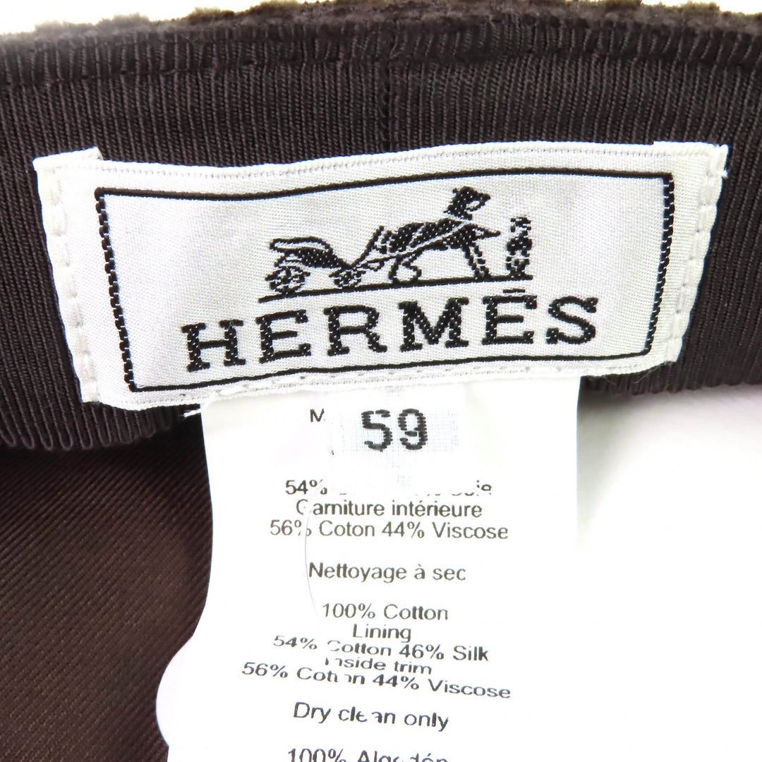 Pristine HERMES Casquette Vauban Velvet Casquette Bias H Serie Button H242017N