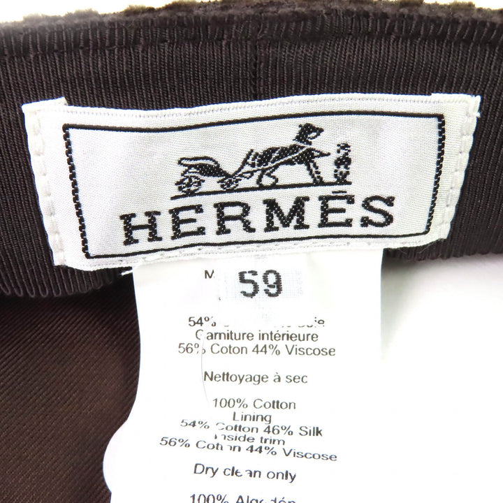 Pristine HERMES Casquette Vauban Velvet Casquette Bias H Serie Button H242017N