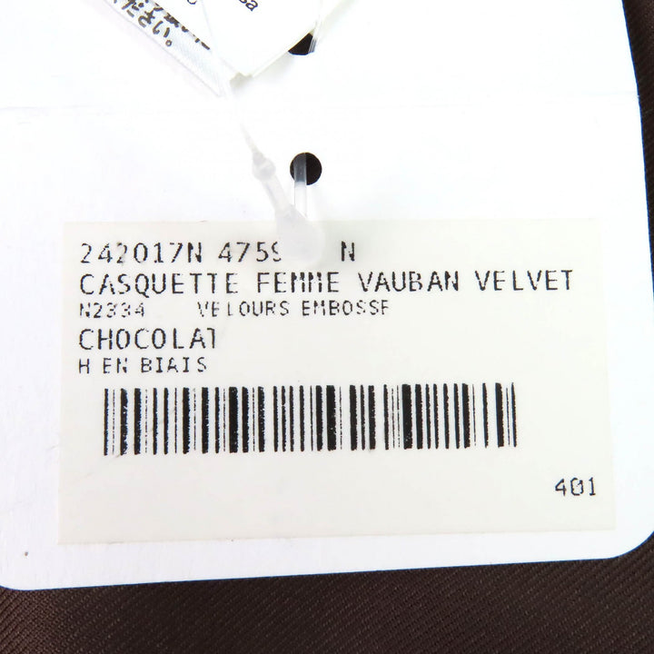 Pristine HERMES Casquette Vauban Velvet Casquette Bias H Serie Button H242017N