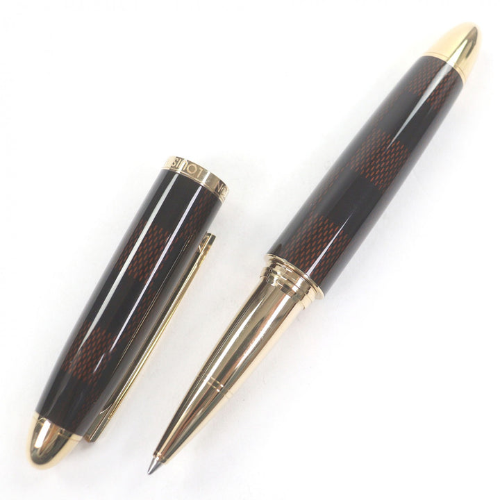 Excellent LOUIS VUITTON Ballpoint pen Grand Tour Damier Cap Style Brown