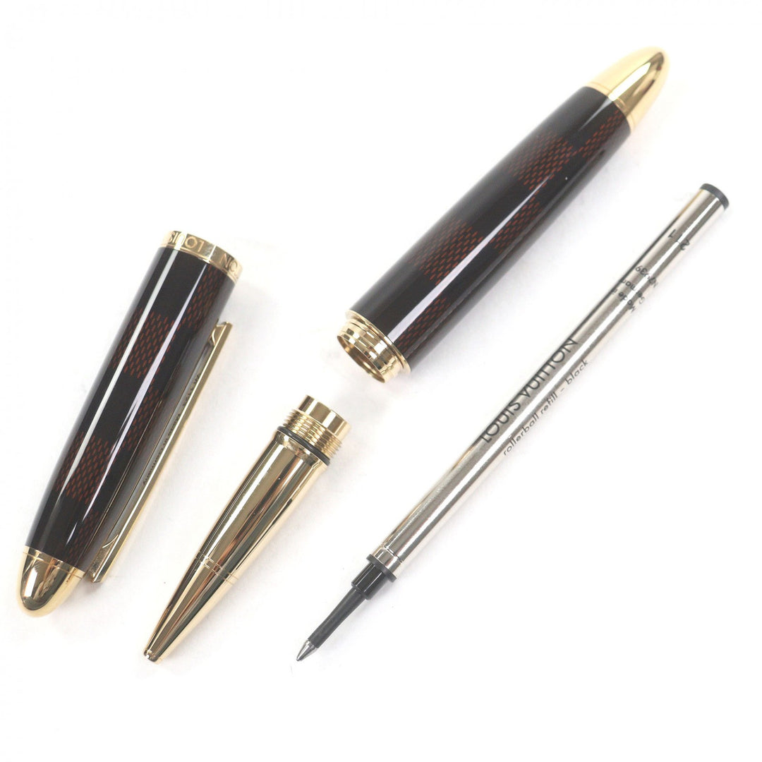 Excellent LOUIS VUITTON Ballpoint pen Grand Tour Damier Cap Style Brown