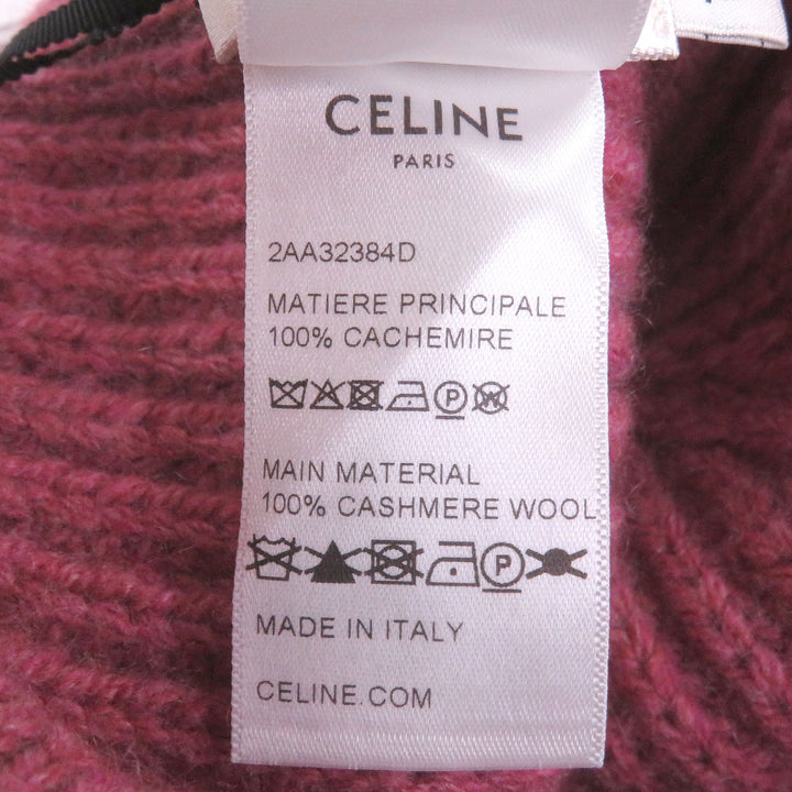 Pristine CELINE Knit cap Triomphe Beanie pink cashmere Women 2AA32384D