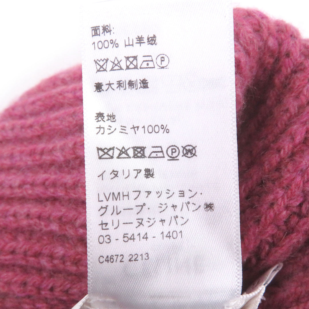 Pristine CELINE Knit cap Triomphe Beanie pink cashmere Women 2AA32384D